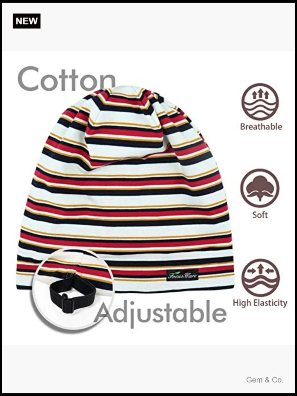 Adjustable Satin Lined Sleep Cap for Dreadlocks & Curly Hair, Large Head-Stay On
